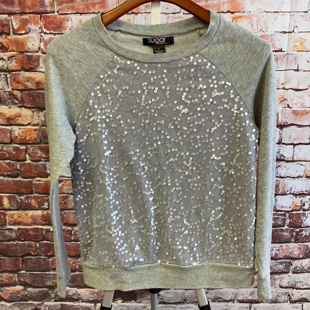 Sugar Rush Sequence Gray Sweater - image 1